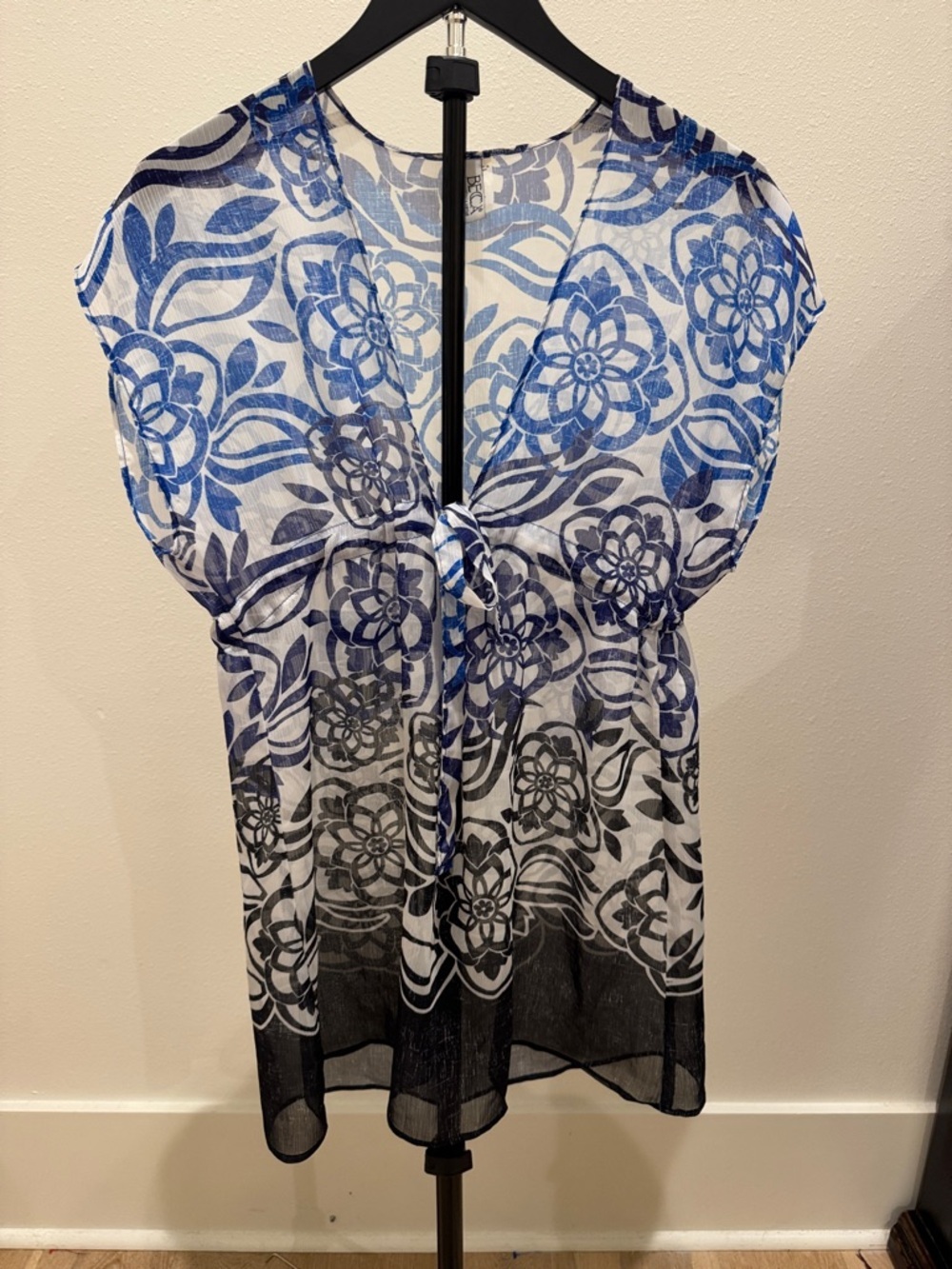 BECCA Blue and White Floral Swim Coverup